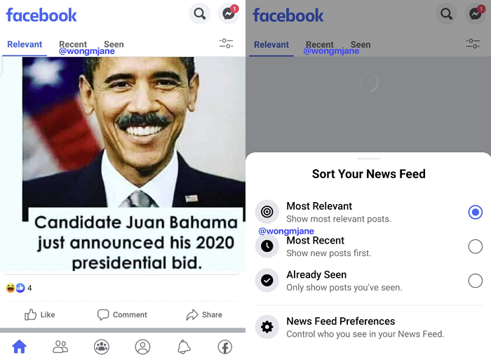 Facebook News Feed test