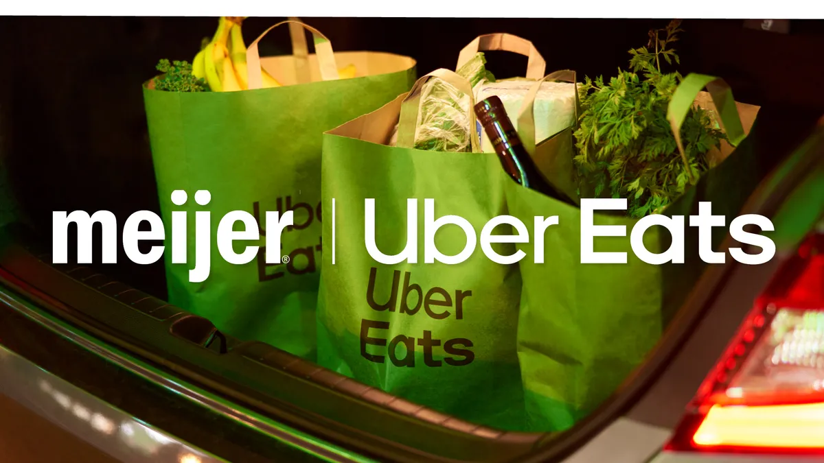 Groceries in Uber Eats bags