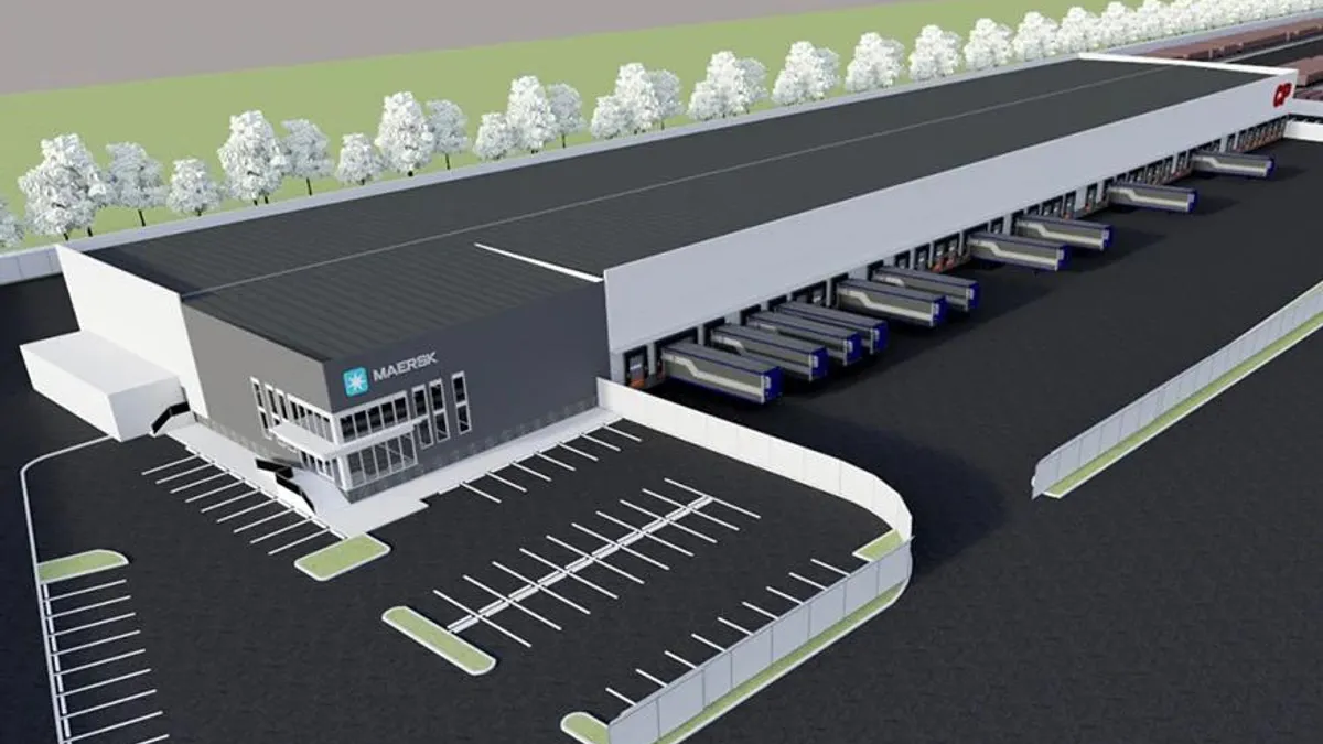 a digital rendering of maersk's distribution and transload center with canadian pacific in Vancouver