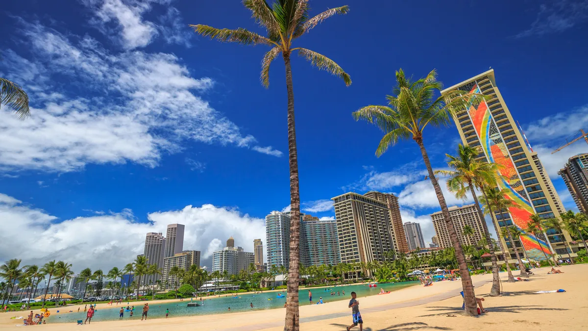 Hilton Hawaiian Village is seen on Hawaii's coastline.