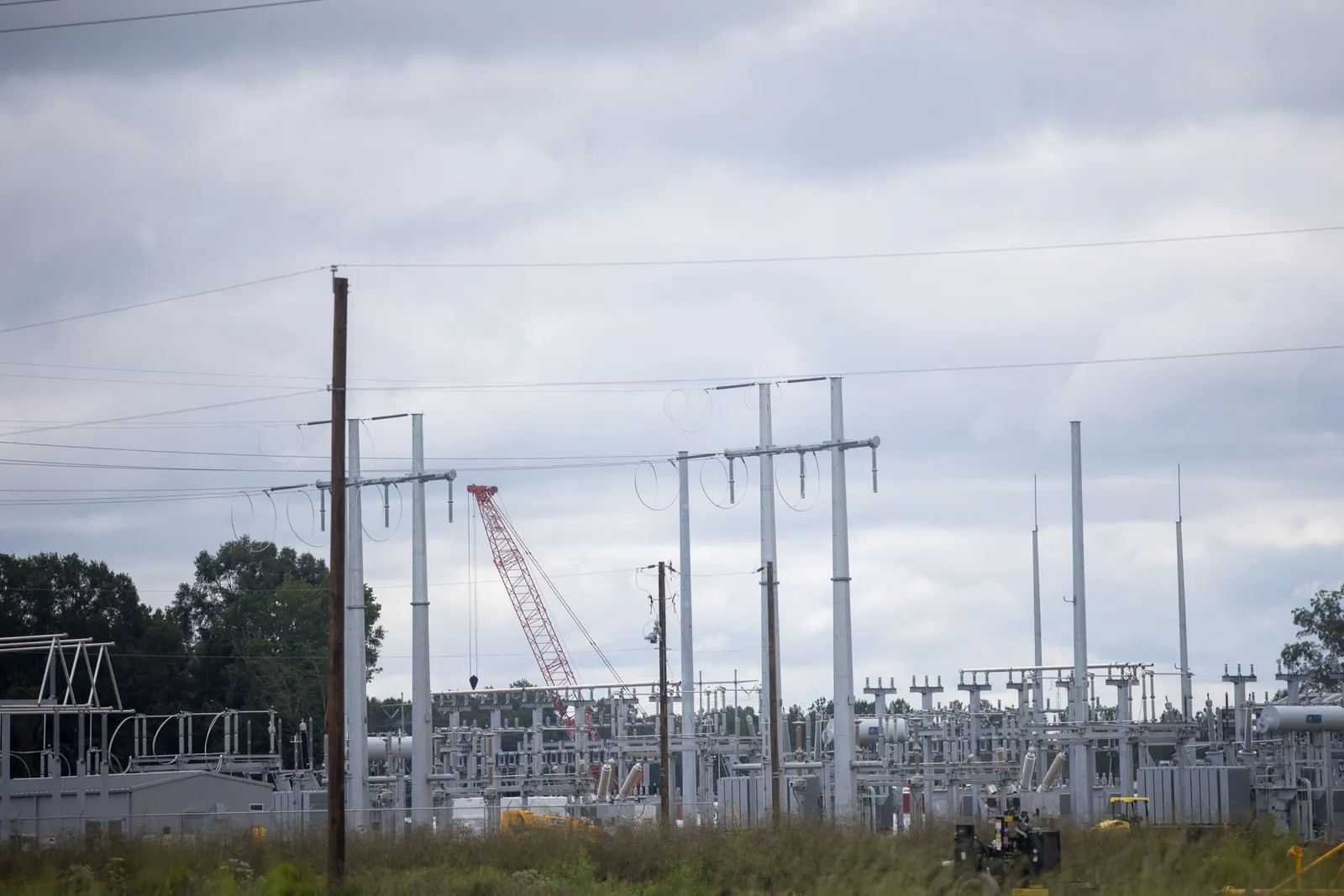 Construction on an electric substation