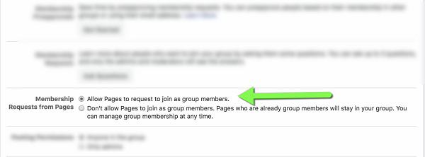 Facebook groups settings