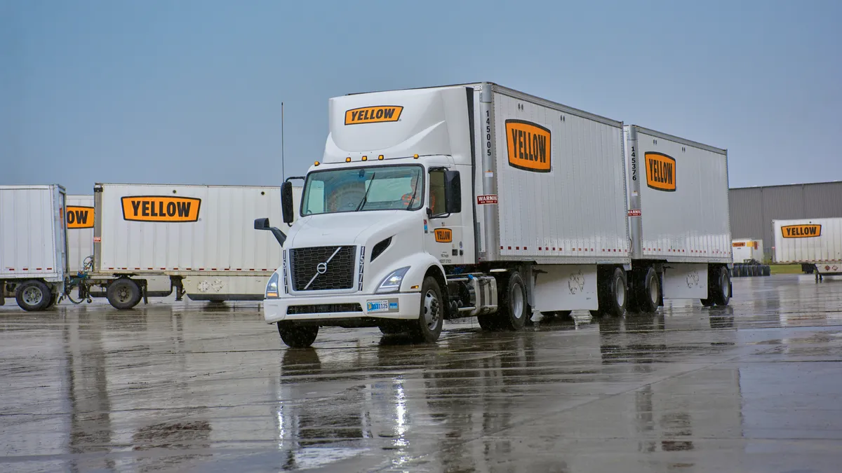 A Yellow Corp. truck at a terminal.