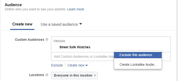 Meta detailed targeting exclusions