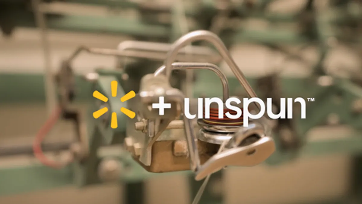 Walmart and unspun's logo side by side for their partnership.