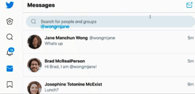 Twitter DM search example