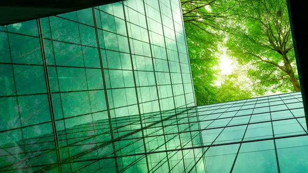 View of trees from corporate building