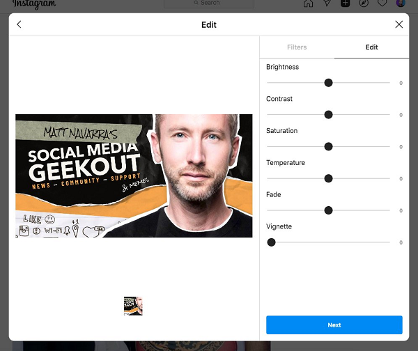 Instagram desktop posting