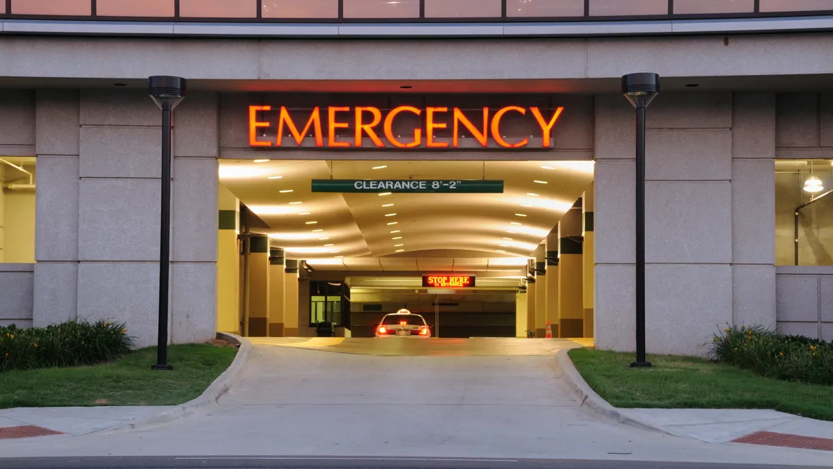 A hospital emergency parking garage.