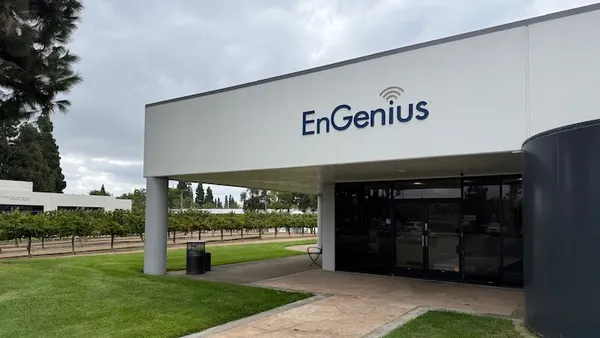 An office building with the EnGenius corporate logo visible above the entryway.