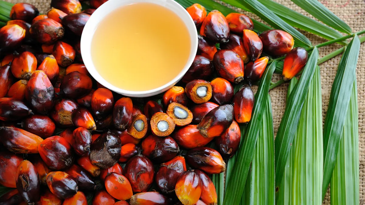 Oil palm fruits with cooking oil