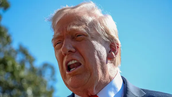 President Donald Trump speaks to reporters at the White House on Oct. 5, 2025, in Washington, D.C.