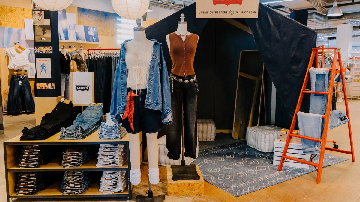A Levi's display inside of an Urban Outfitters store