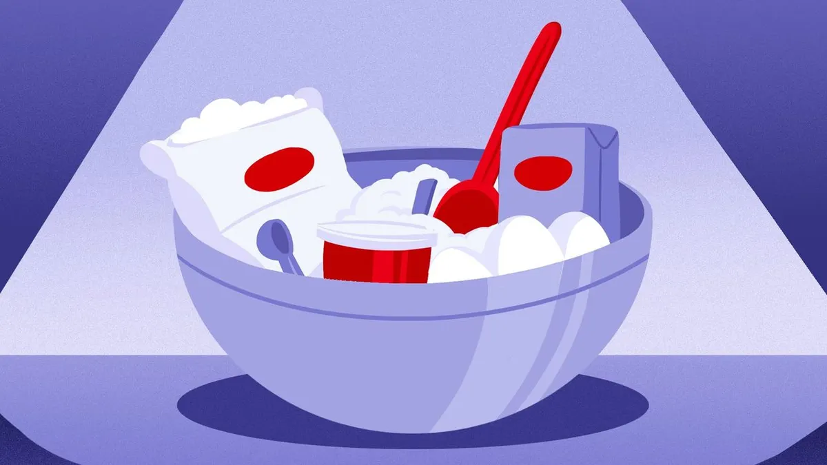 Custom illustration for Food Dive feature on baking trend during coronavirus pandemic