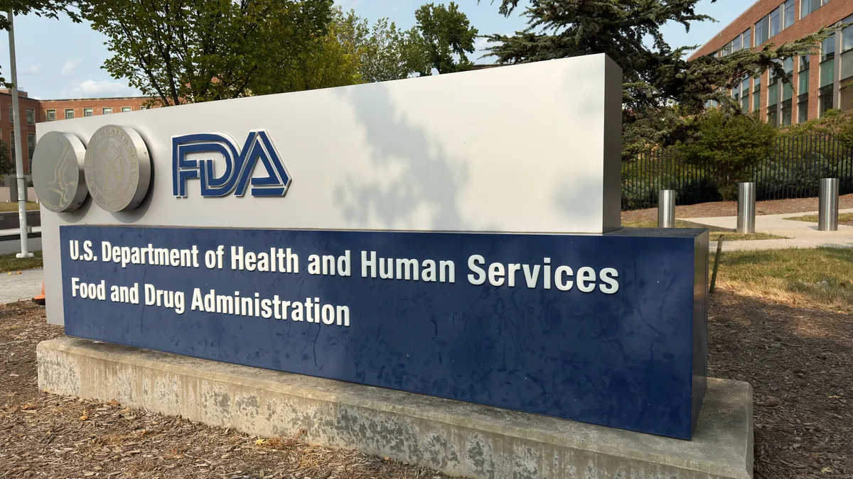 A sign outside the FDA’s headquarters in White Oak, Maryland.