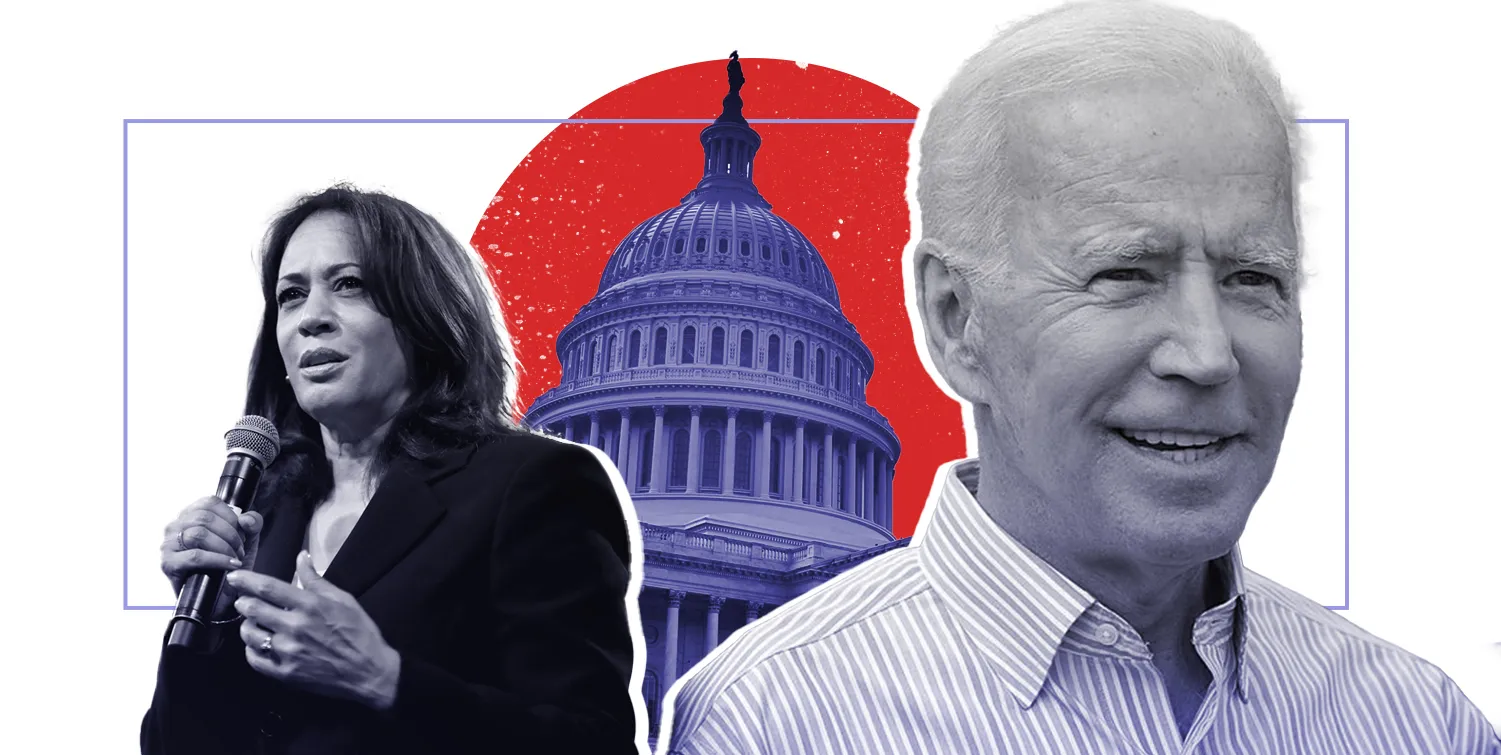 Joe Biden and Kamala Harris in front of the U.S. Capitol.