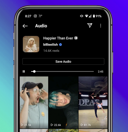 Reels audio tab