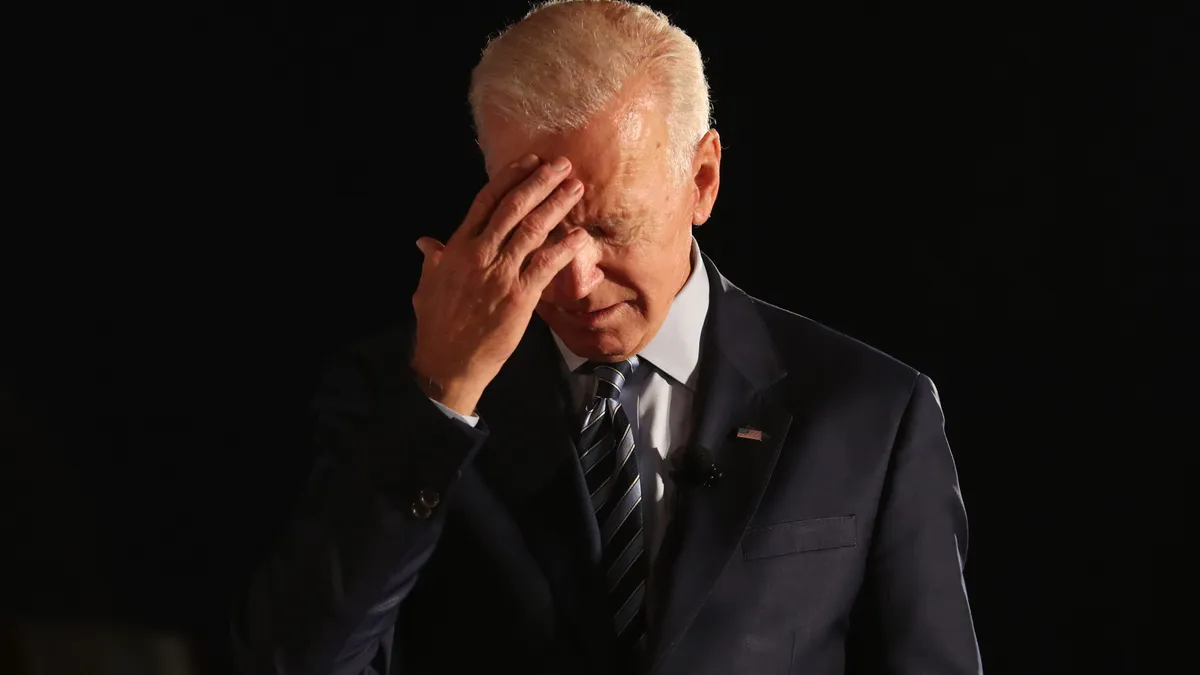 President Joe Biden appears distressed