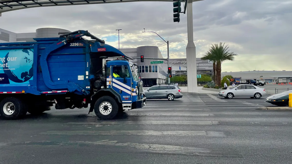 Republic Services truck driving outside of WasteExpo 2021 in Las Vegas, Nevada