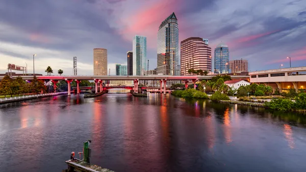 Tampa, Florida, skyline is pictured at dusk