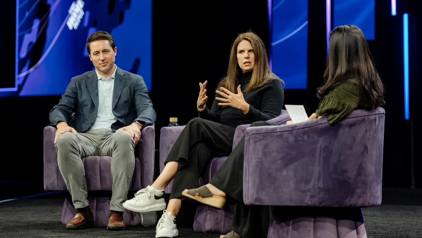 The Home Depot Chief Information Officer Angie Brown and Executive Vice President of Customer Experience Jordan Broggi speaking on a panel at Shoptalk Spring in Las Vegas.