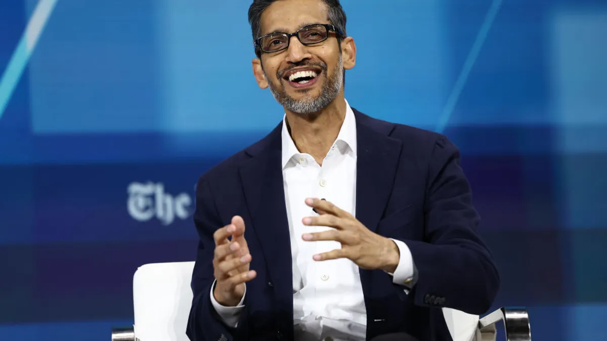 Google CEO Sundar Pichai in a conference setting