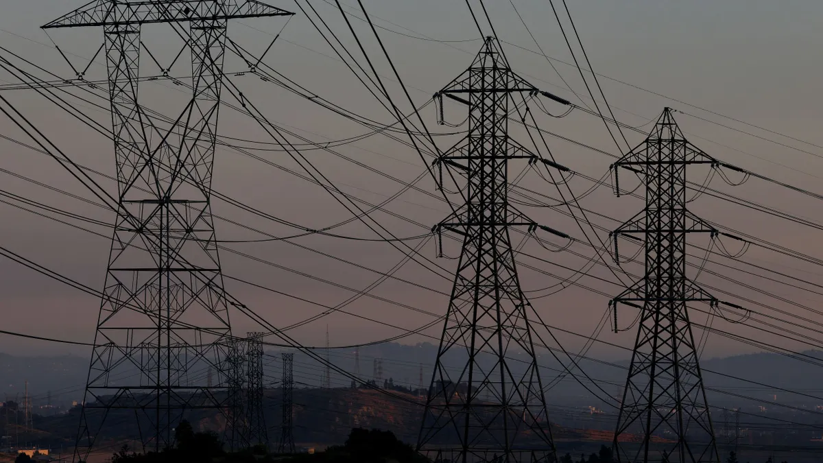 A view of electrical transmission towers