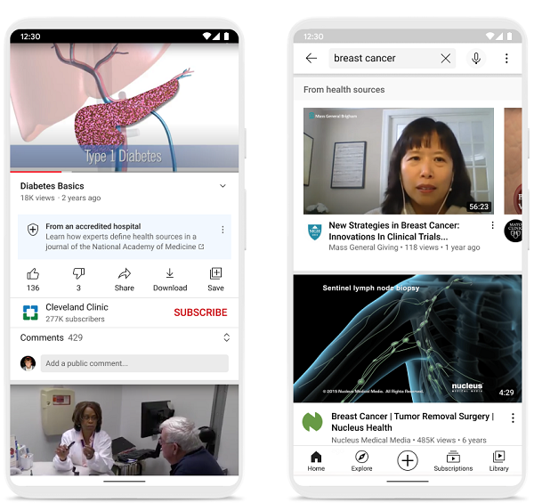 YouTube health labels