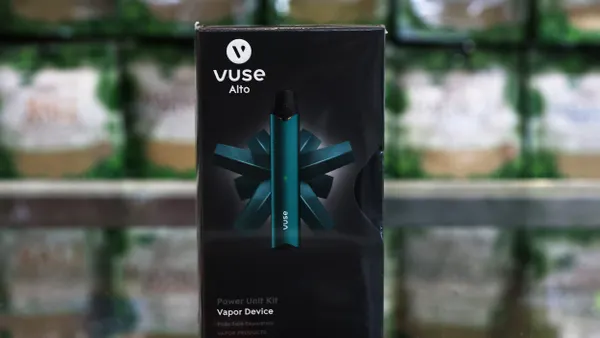 A Vuse e-cigarette package is displayed at Cigar N Vape on October 13, 2021 in the Park Slope neighborhood of the Brooklyn borough in New York City. T