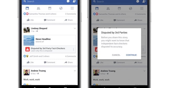 Facebook fact check warning