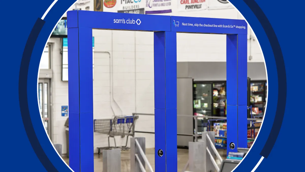 Customers can pass through an AI-powered scanner at the exit of Sam's Club