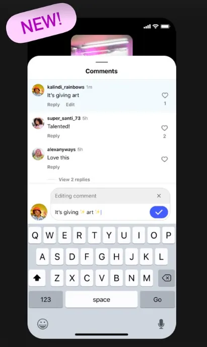 Instagram edit comments