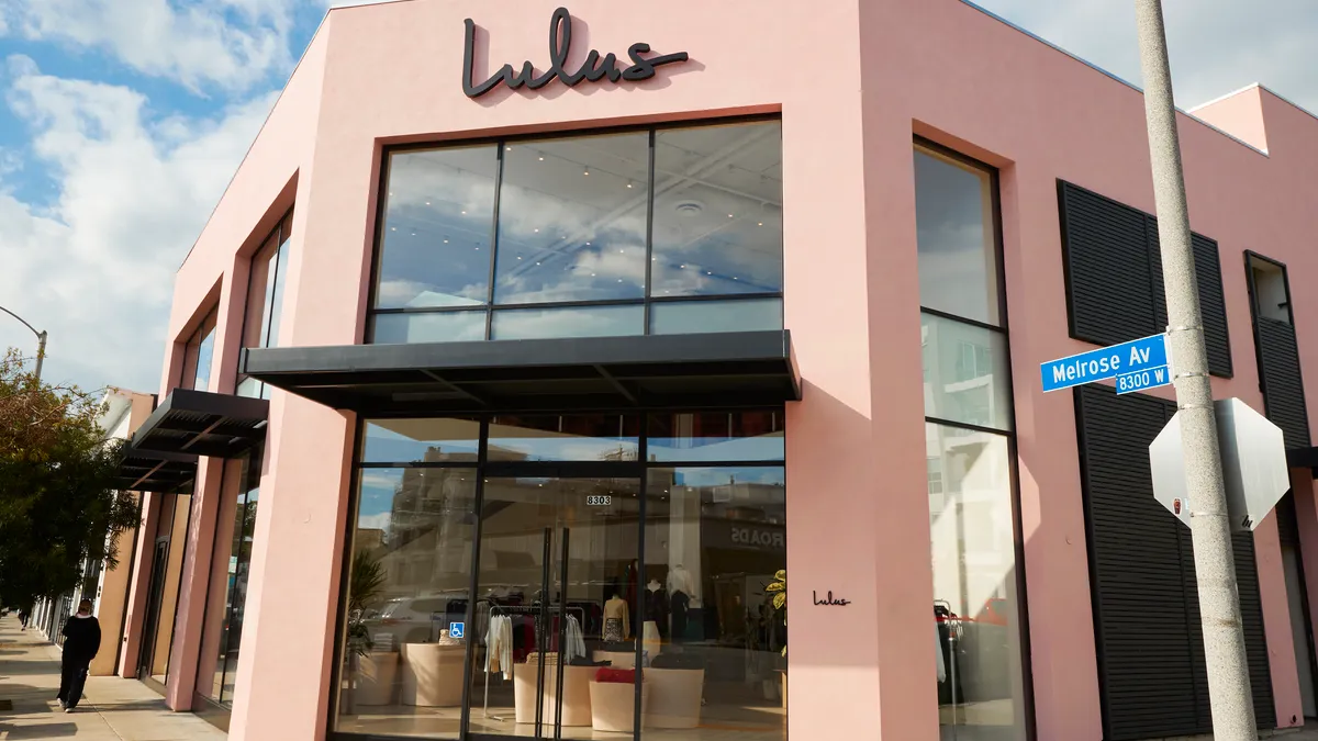 Exterior of Lulus' pink retail store on Melrose Avenue