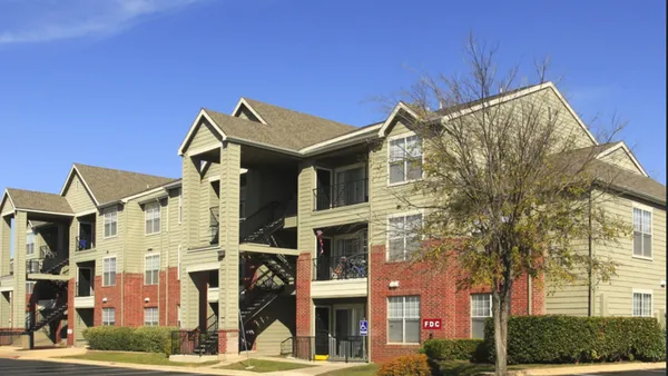 Brick and tan apartments