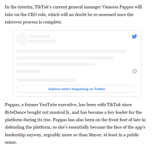 Tweet embed update