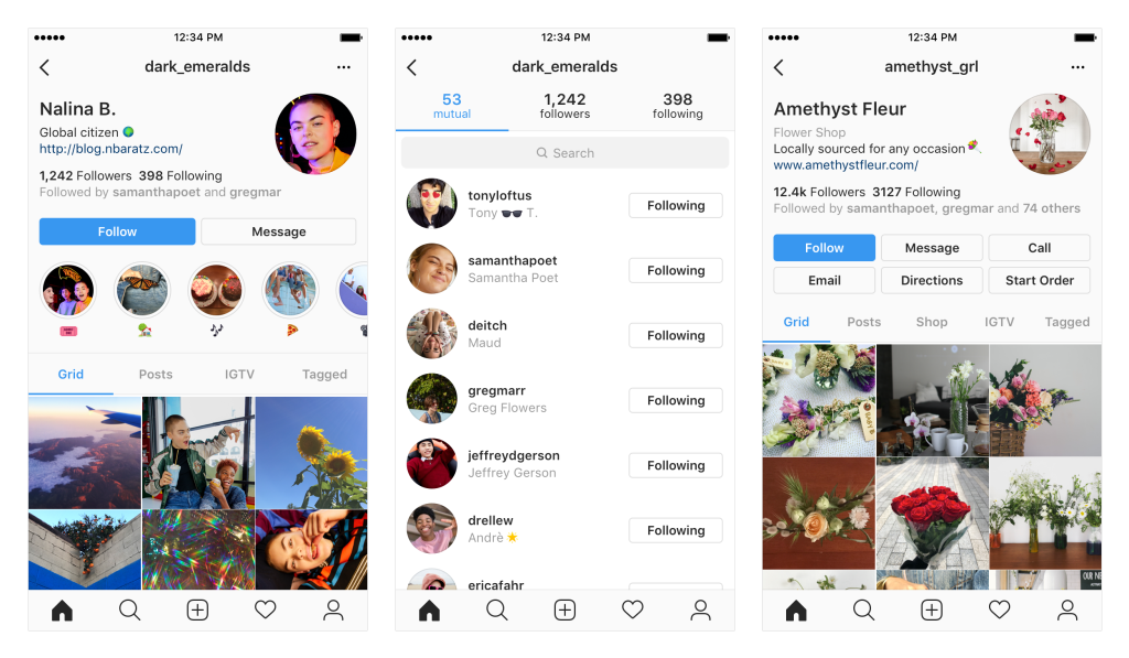 Instagram profile format updates