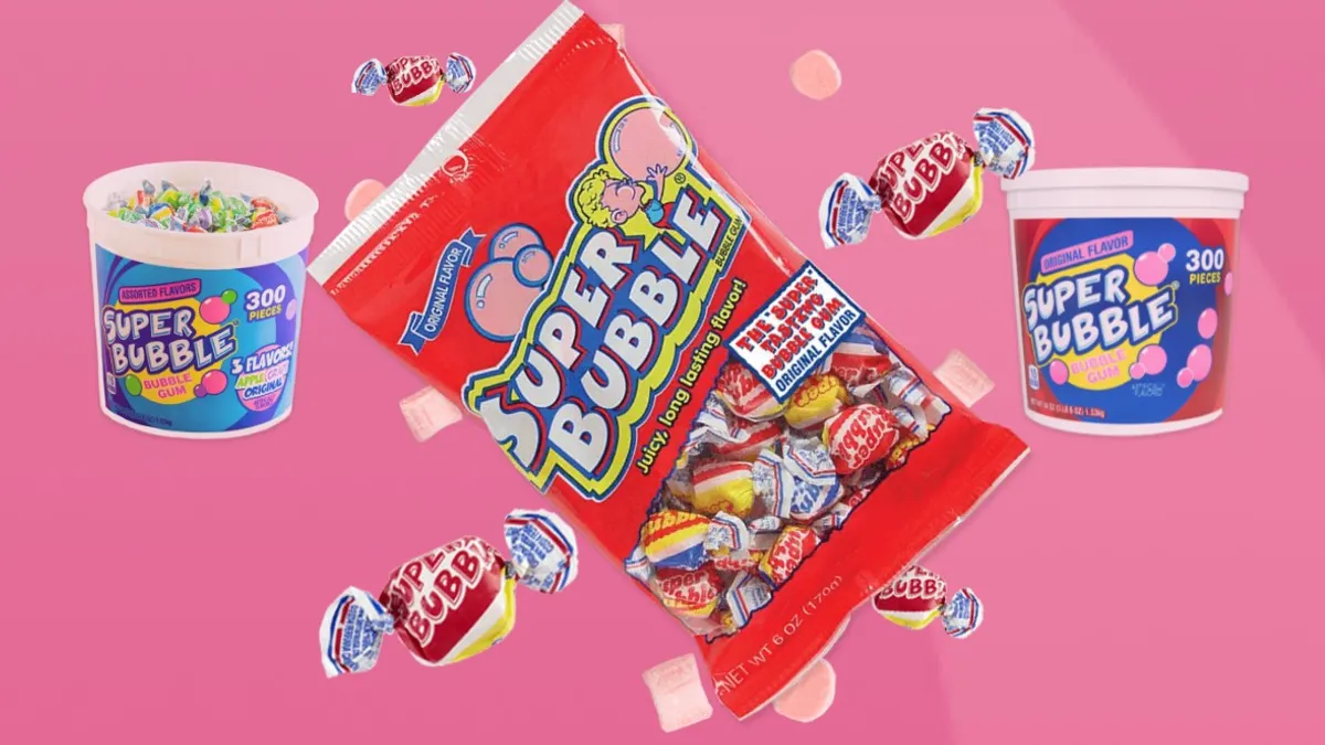 Images of Super Bubble gum that has been discontinued.