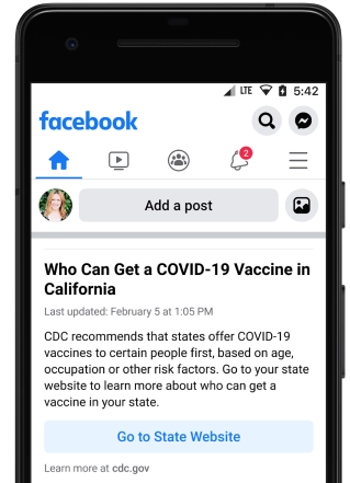 Facebook COVID-19 response