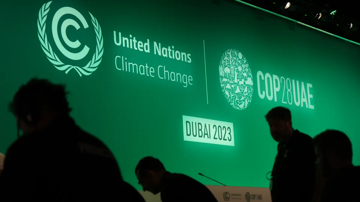 A plenary hall at the UNFCCC COP28 Climate Conference.