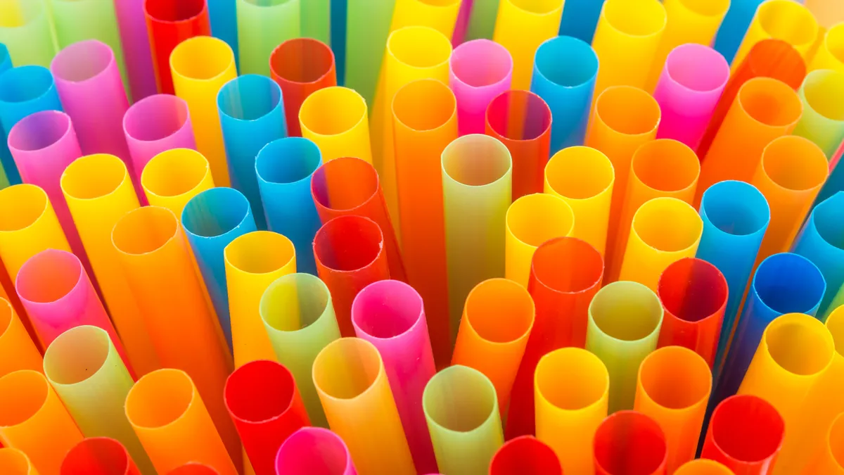 Colorful single-use plastic straws