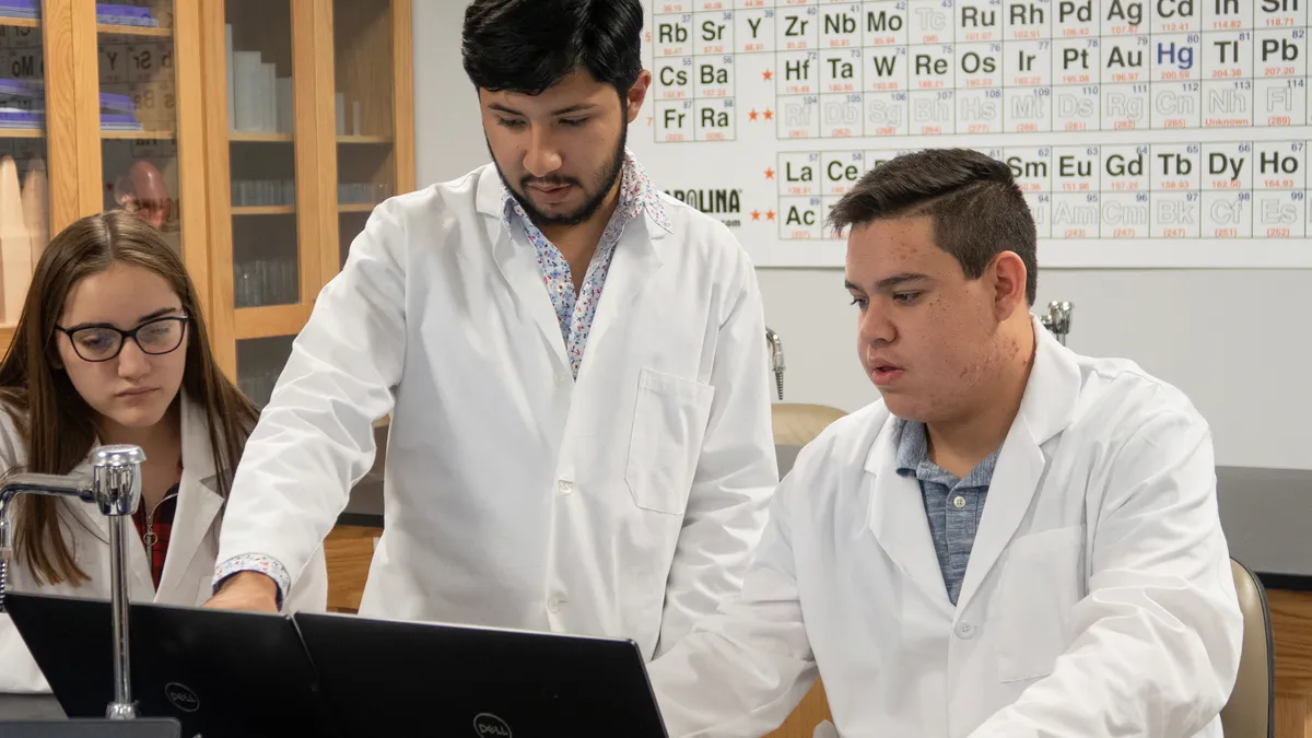 Dual-enrollment students at South Texas College work in the laboratory