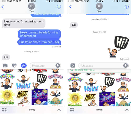 Bitmoji extension for iMessage