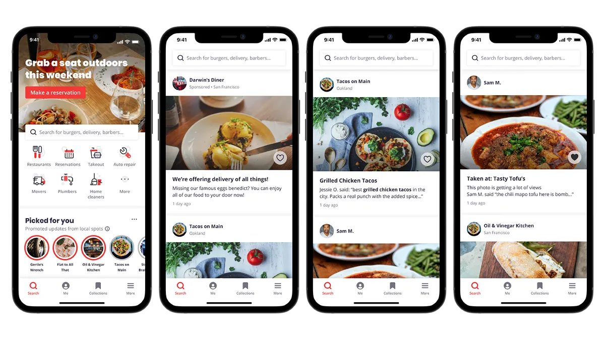 Yelp enhanced its home feed with visual content from local restaurants November 2021.