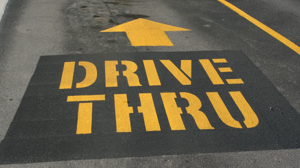 drive thru painted on street for directions