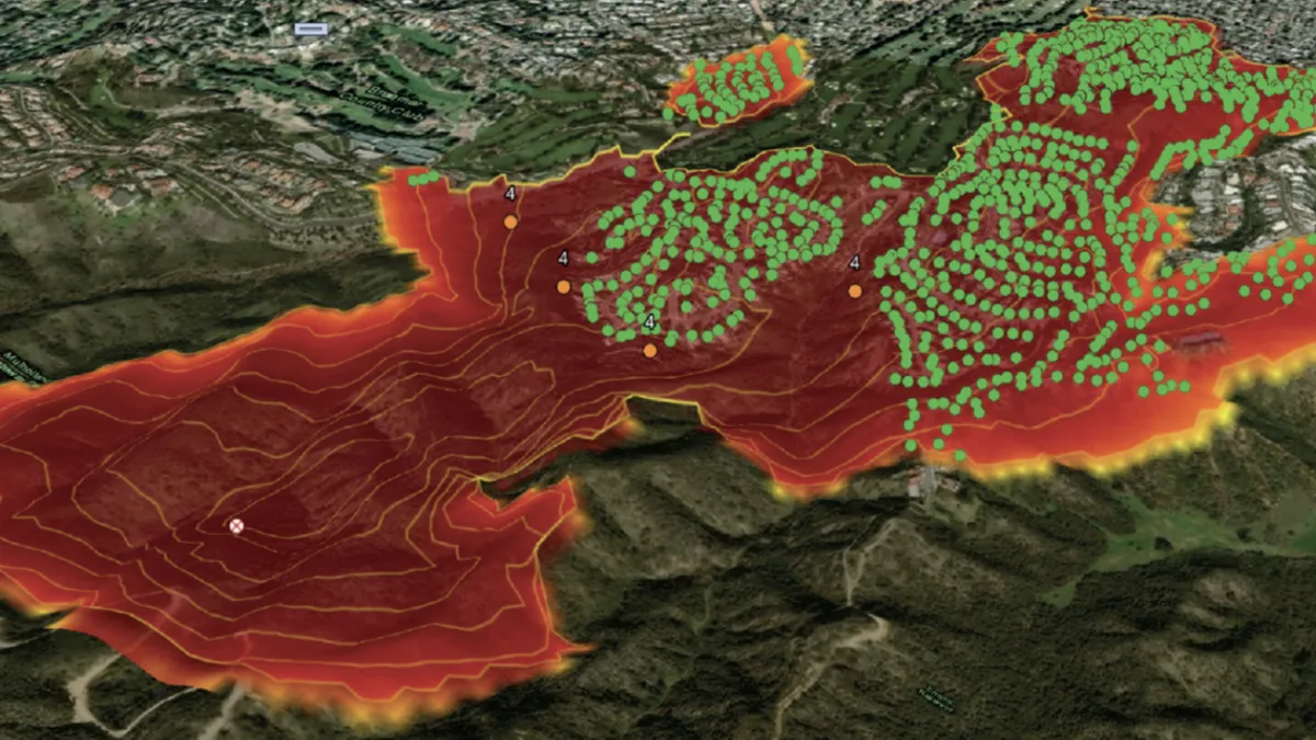 Map of wildfire events