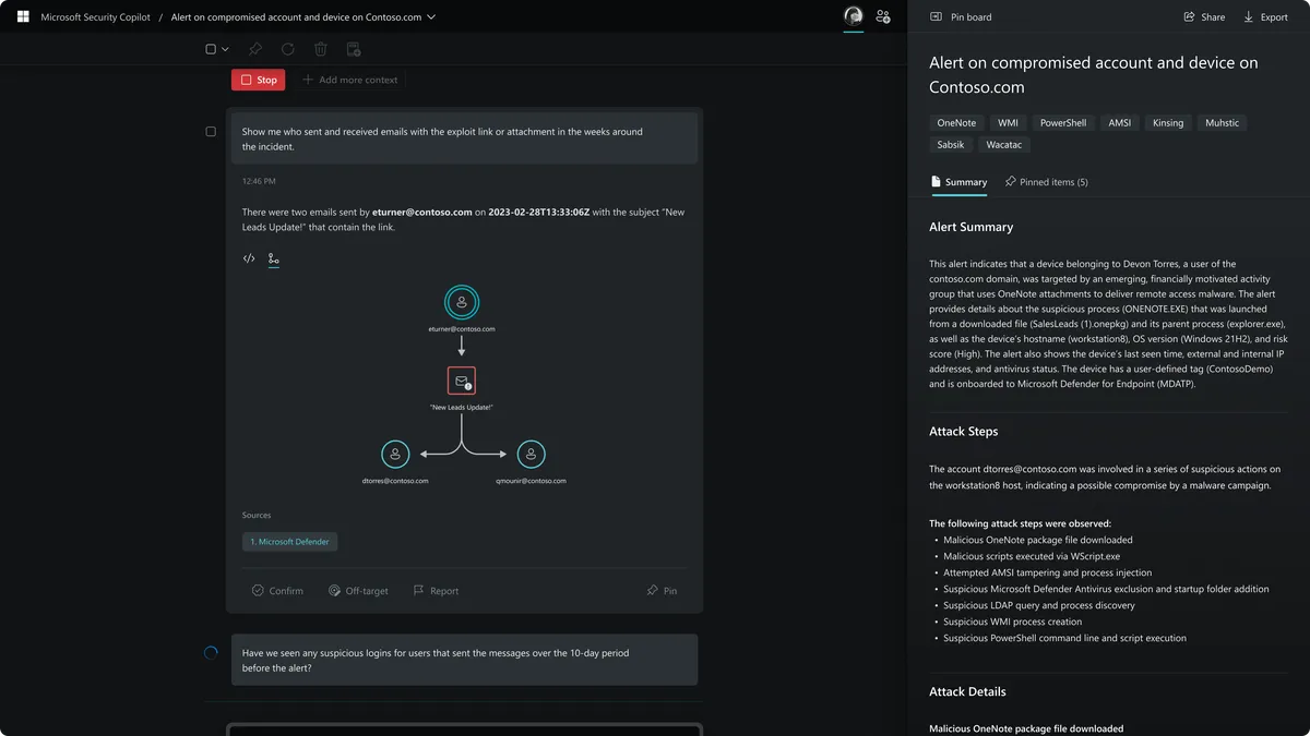 Microsoft Security Copilot threat hunting.