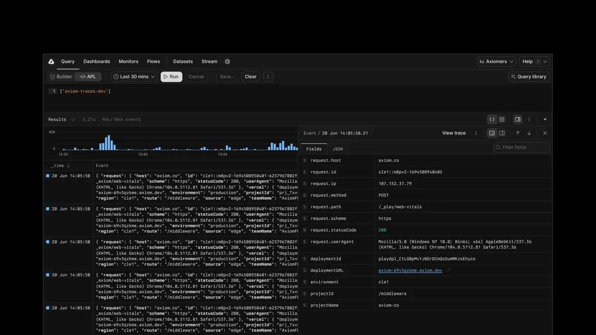 Axiom black header image data and value app