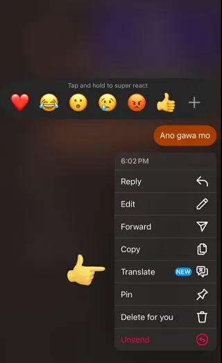 Instagram DM translation