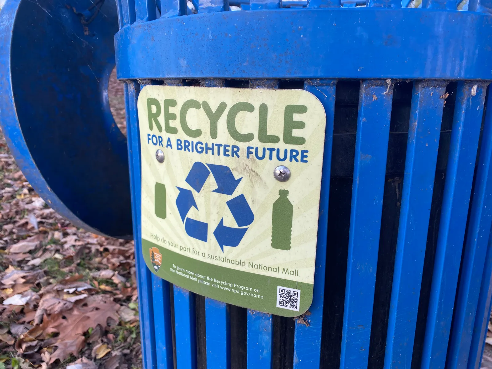 A recycling bin on the National Mall in Washington, DC.