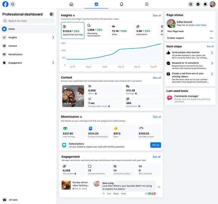 Meta Professional Dashboard